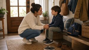 Realistic family scene representing gentle parenting