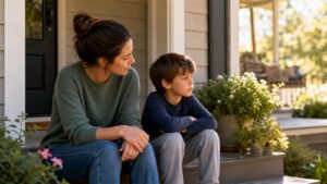 Realistic family scene representing gentle parenting psychology