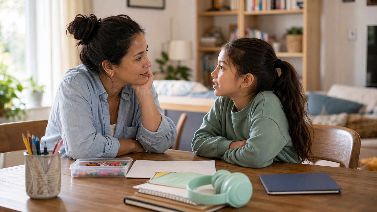 Realistic family scene representing emotional intelligence in digital life