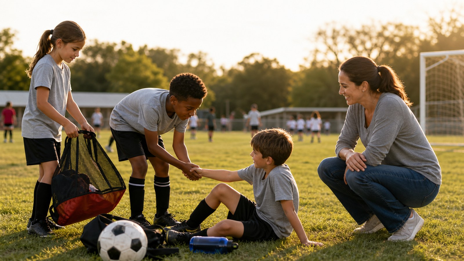 Realistic family scene representing raising kind kids