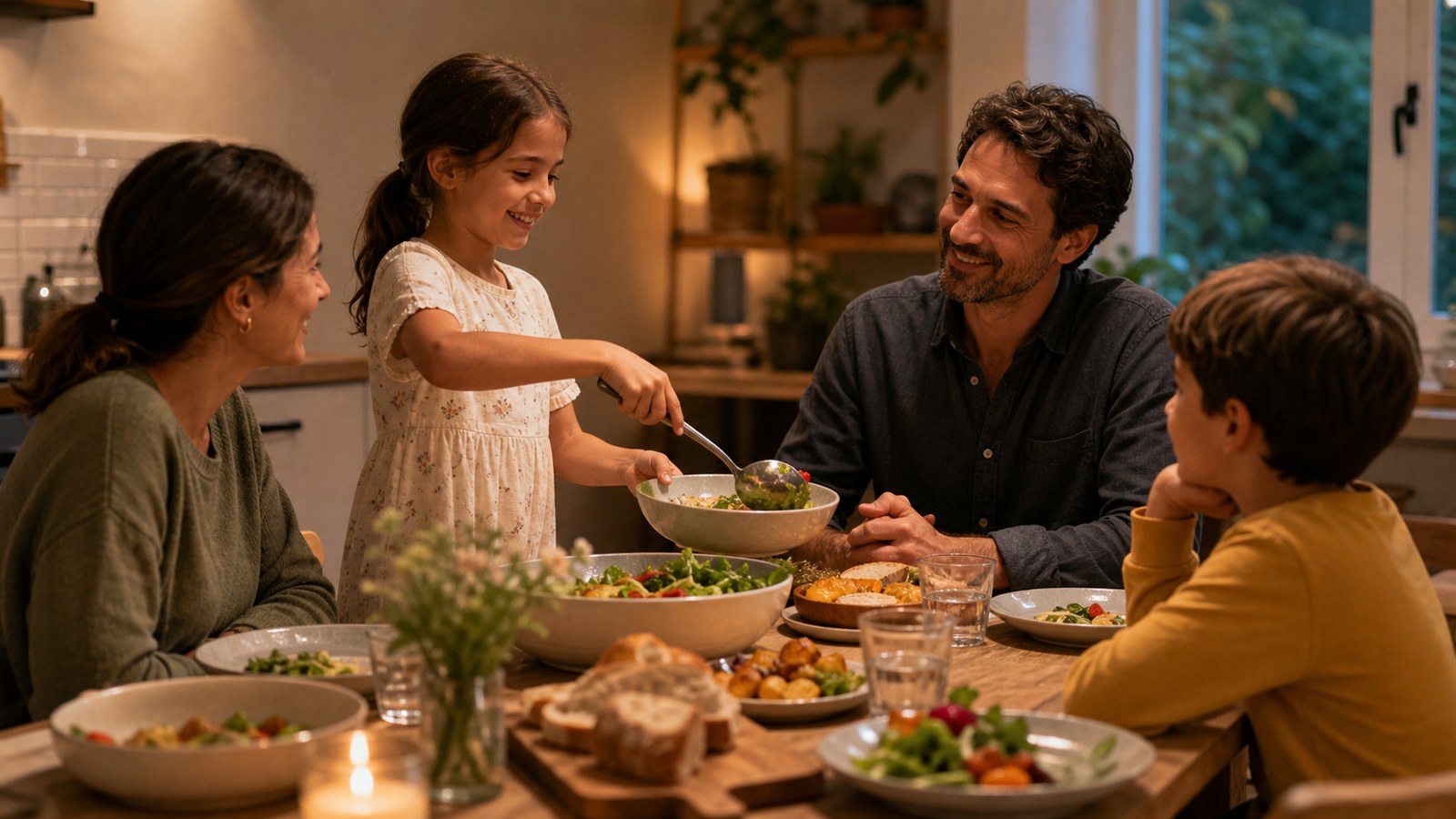 Realistic family scene representing parenting values