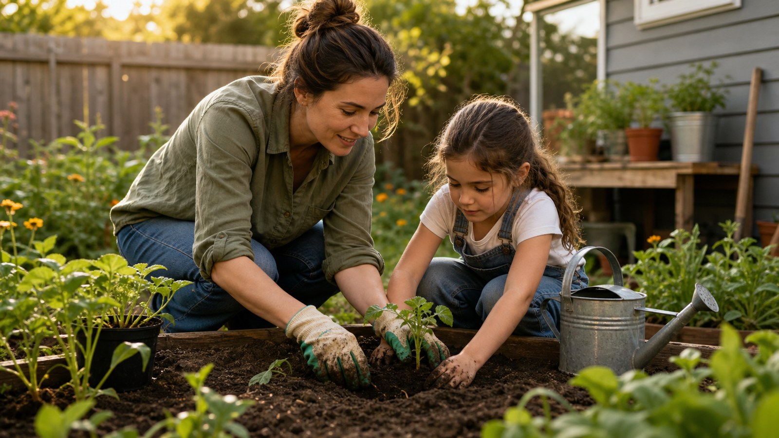 Realistic family scene representing life values for children