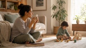 Realistic family scene representing conscious parenting