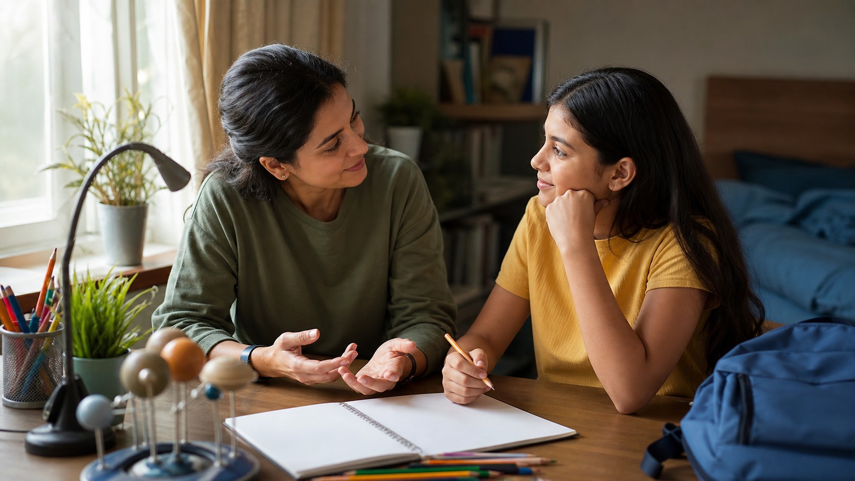 Parent and tween connecting study motivation to a personal interest.